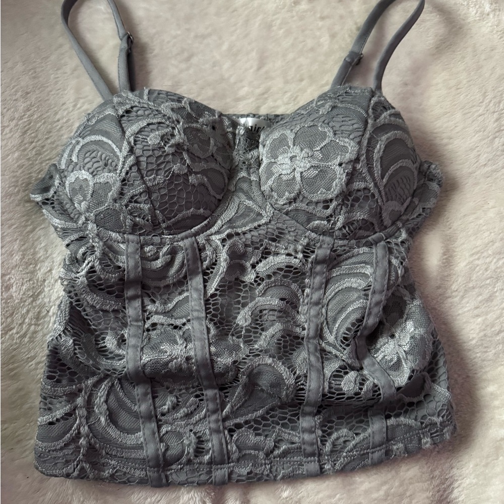 Madden Girl Gray Lace Top